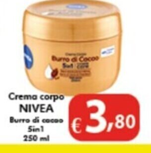 Bernava Crema corpo NIVEA Burro di cacao 5IN1 250ML offerta