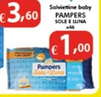 Bernava Salviettine baby PAMPERS SOLE E LUNA x46 offerta