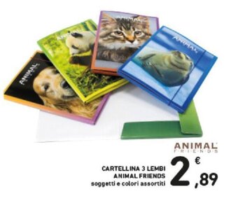 Conad CARTELLINA 3 LEMBI ANIMAL FRIENDS soggetti e colori assortiti offerta