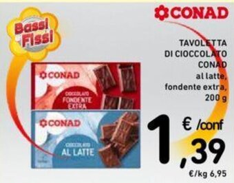 Conad TAVOLETTA DI CIOCCOLATO CONAD 200 g offerta