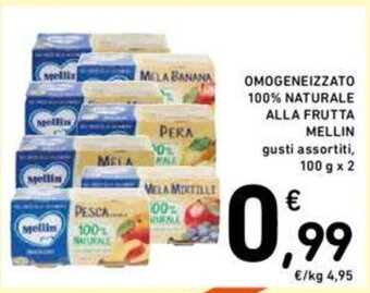 Conad OMOGENEIZZATO 100% NATURALE ALLA FRUTTA MELLIN 100 g x 2 offerta