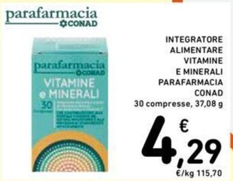 Conad INTEGRATORE ALIMENTARE VITAMINE E MINERALI PARAFARMACIA Conad 37,08 g offerta