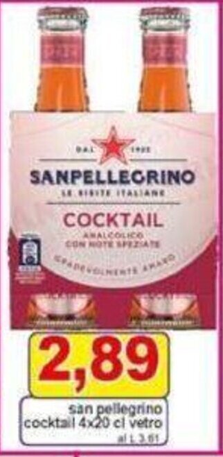 Pewex san pellegrino cocktail 4x20 cl vetro offerta