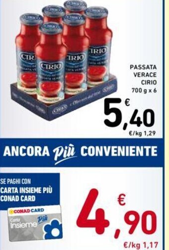 Conad PASSATA VERACE CIRIO 700 g x 6 offerta