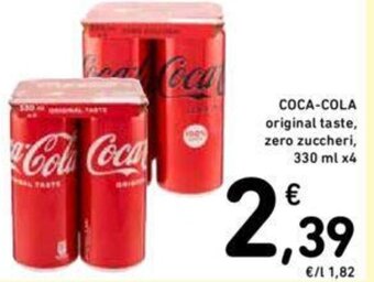 Conad COCA-COLA original taste, zero zuccheri, 330 ml x4 offerta