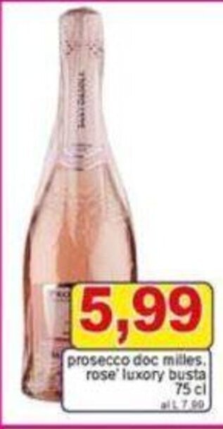 Pewex prosecco doc milles. rose' luxory busta 75 cl offerta