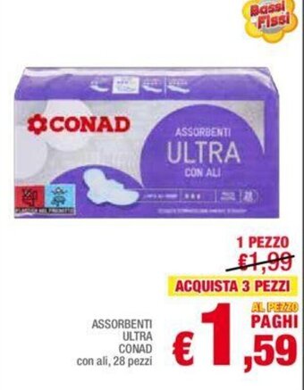 Conad ASSORBENTI ULTRA CONAD con ali, 28 pezzi offerta