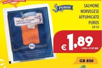Il Centesimo SALMONE NORVEGESE AFFUMICATO PUROS GR 50 offerta