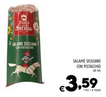 SALAME SICILIANO CON PISTACCHIO GR 190