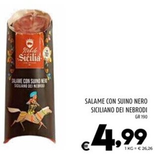 Il Centesimo SALAME CON SUINO NERO SICILIANO DEI NEBRODI GR 190 offerta