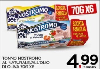 Interspar TONNO NOSTROMO AL NATURALE/ALL'OLIO 414 €/KG DI OLIVA 70G X6 offerta