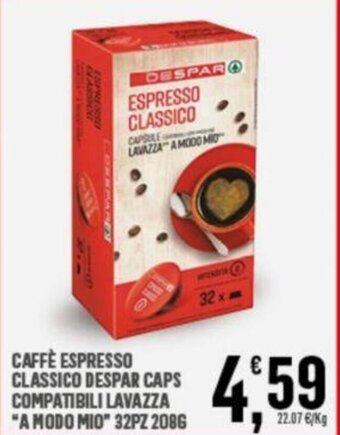 Interspar CAFFÈ ESPRESSO CLASSICO DESPAR CAPS COMPATIBILI LAVAZZA "A MODO MIO" 32PZ 2086 offerta