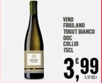 Interspar VINO FRIULANO TOGUT BIANCO DOC COLLIO 75CL offerta