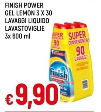 IperFamila FINISH POWER GEL LEMON 3 X 30 LAVAGGI LIQUIDO LAVASTOVIGLIE 3x 600 ml offerta