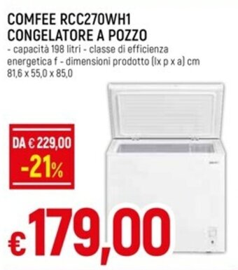 COMFEE RCC270WH1 CONGELATORE A POZZO