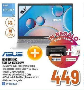 Expert ASUS NOTEBOOK F515EA-EJ1560W offerta