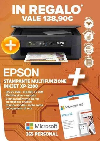 Expert EPSON STAMPANTE MULTIFUNZIONE INKJET XP-2200 offerta