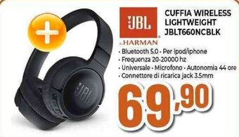 Expert JBL CUFFIA WIRELESS LIGHTWEIGHT JBLT660NCBLK offerta