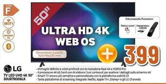 Expert LG TV LED UHD 4K 50" 50UR78006LK offerta