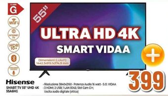 Expert Hisense SMART TV 55" UHD 4K 55A6HG offerta