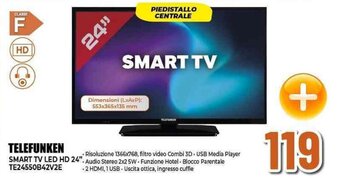 Expert TELEFUNKEN SMART TV LED HD 24" TE24550B42V2E offerta