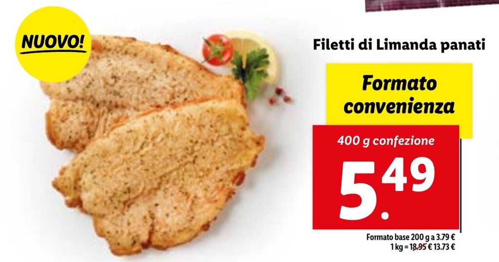 Filetti di Limanda panati 400 g confezione offerta di Lidl