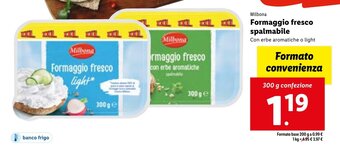 Lidl Milbona Formaggio fresco spalmabile Con erbe aromatiche o light 300 g confezione offerta
