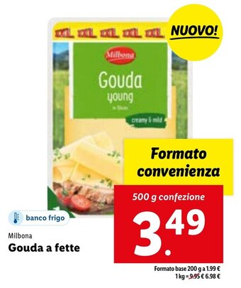 Lidl Milbona Gouda a fette 500 g confezione offerta