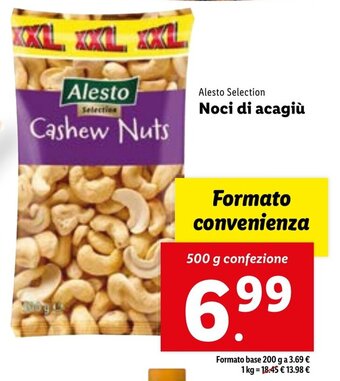 Lidl Alesto Selection Noci di acagiù 500 g confezione offerta