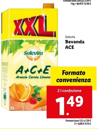 Lidl Solevita Bevanda ACE 2 l confezione offerta