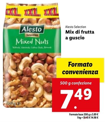 Lidl Alesto Selection Mix di frutta a guscio 500 g confezione offerta