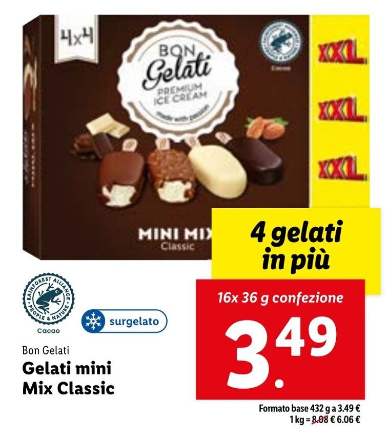 Bon Gelati Gelati mini Mix Classic 16x 36 g confezione offerta di Lidl