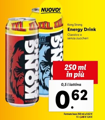 Lidl Kong Strong Energy Drink Classico o senza zuccheri 0,5 l lattina offerta
