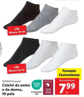 Lidl LIVERGY®/esmaraⓇ Calzini da uomo o da donna, 10 paia offerta