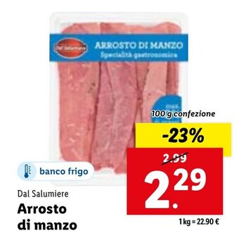 Lidl Dal Salumiere Arrosto di manzo 100 g confezione offerta