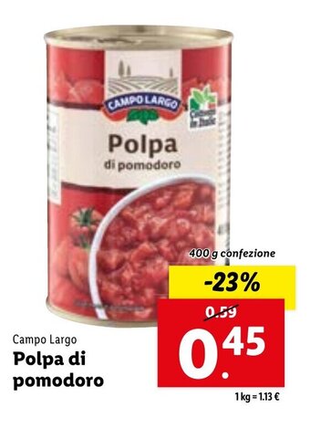 Lidl Campo Largo Polpa di pomodoro 400 g confezione offerta