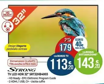 Expert Strong SRT32HZ4003N TV Hospitality 81,3 Cm (32") HD 220 Cd/m² Nero A offerta