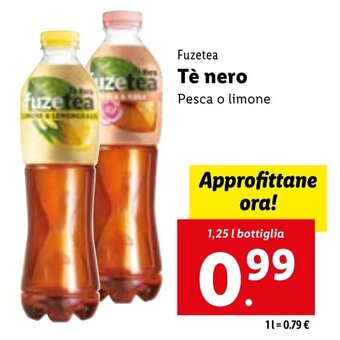 Fuzetea Tè nero Pesca o limone 1,25 l bottiglia