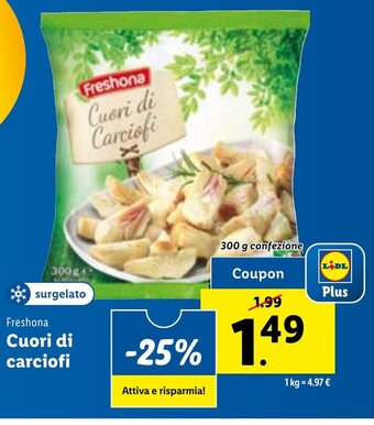 Lidl Freshona Cuori di Carciofi 300 g confezione offerta