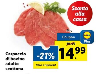 Lidl Carpaccio di bovino adulto scottona offerta