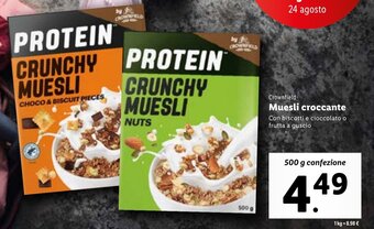Lidl Crownfield Muesli croccante Con biscotti e cioccolato o frutta a guscio 500 g confezione offerta
