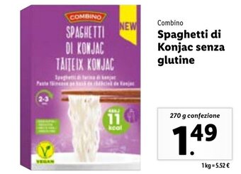 Lidl Combino Spaghetti di Konjac senza glutine 270 g confezione offerta