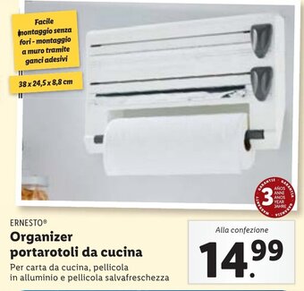 Lidl ERNESTOⓇ Organizer portarotoli da cucina 38x24,5x8,8 cm offerta