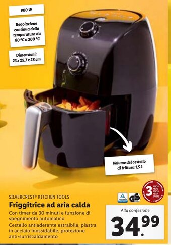 Lidl SILVERCREST KITCHEN TOOLS Friggitrice ad aria calda 1,5 L Dimensioni: 23 x 29,7 x 28 cm offerta