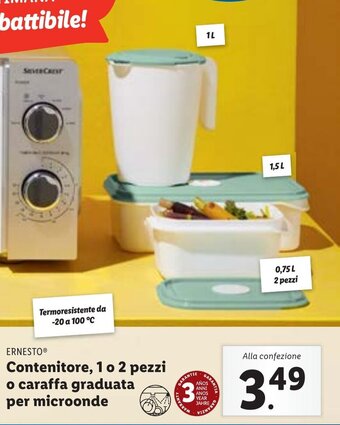 Lidl ERNESTOⓇ Contenitore, 1 o 2 pezzi o caraffa graduata per microonde offerta