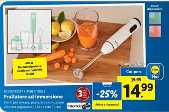 Lidl SILVERCREST KITCHEN TOOLS Frullatore ad immersione 3in1:per mixare,passare e sminuzzare Velocità regolabile(1-5)e tasto Turbo offerta