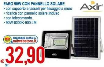 MD Discount Axir Faro 90 W Con Pannello Solare offerta
