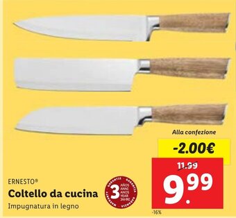 Lidl ERNESTOⓇ Coltello da cucina Impugnatura in legno offerta