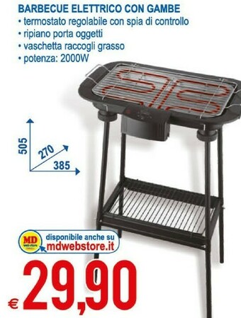 MD Discount Barbecue Elettrico Con Gambe offerta