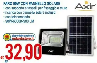 MD Discount Axir Faro 90 W Con Pannello Solare offerta